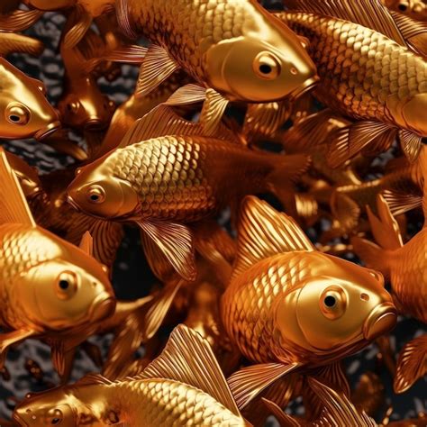 Premium Photo Seamless Metallic Goldfish Illustration Pattern Luxury