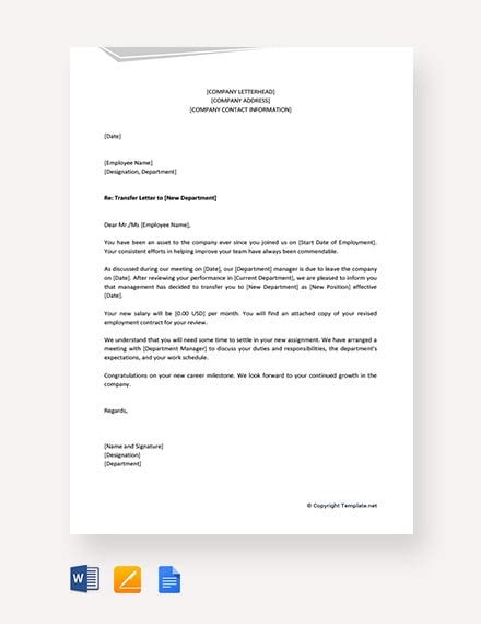 10 Department Transfer Letter Templates Doc Pdf Free And Premium Templates