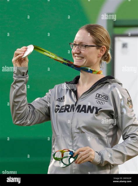 Silver Medalist Lisa Unruh Of Germany Celebrates At The Awards Ceremony