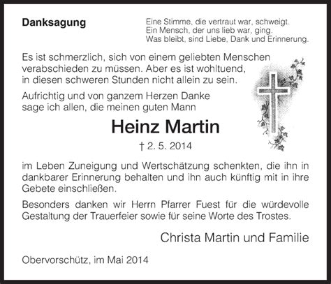 Traueranzeigen Von Heinz Martin Trauer HNA De