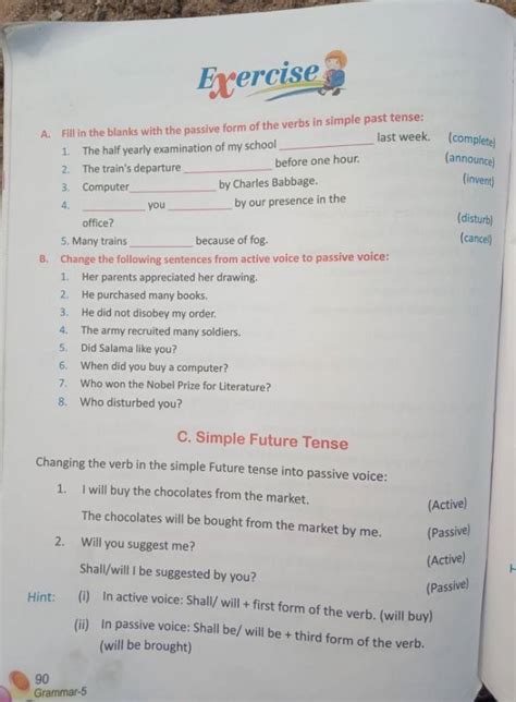 Change The Following Sentences From Active Voice To Passive Voice Filo