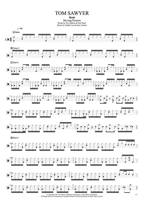 Tom Sawyer” Rush Drum Sheet Music Nicks Drum Lessons 46 Off