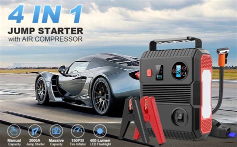 4 In 1 Jump Starter With Air Inflator 12v Battery Booster High Quality