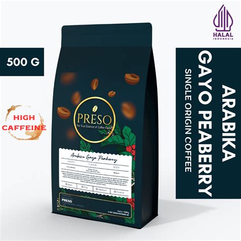 Jual PRESO Kopi Arabika Gayo Lanang Jantan Peaberry 500 Gram