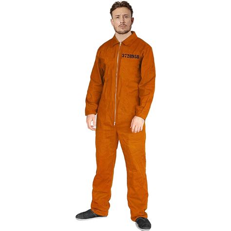 Orange Prisoner Jumpsuit For Adult Men Halloween Party Costume Jail