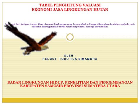 Tabel Penghitung Valuasi Ekonomi Jasa Lingkungan Hutan Ppt