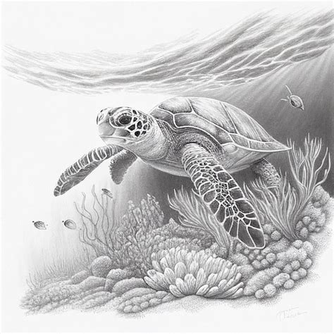 Sketches Of Sea Turtles