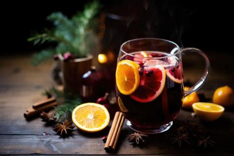 Premium Photo Mulled Red Wine With Spices And Citrus Fruits Traditional Hot Drink At Christmas