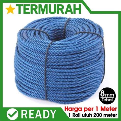 Tali Tambang Plastik Mm Mm Meteran Per Meter Warna Biru Lazada