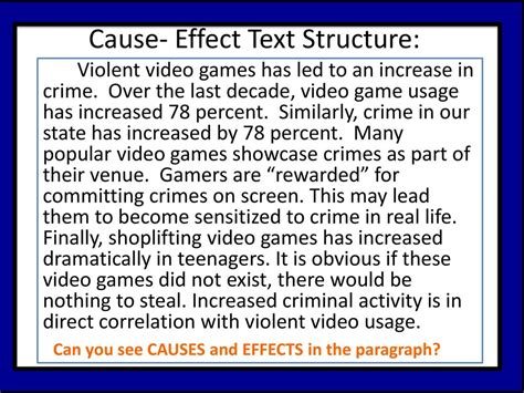 Cause And Effect Text Structure