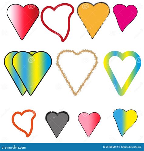 Set With Hearts Of Different Shapes Vector Illustration Stock Image