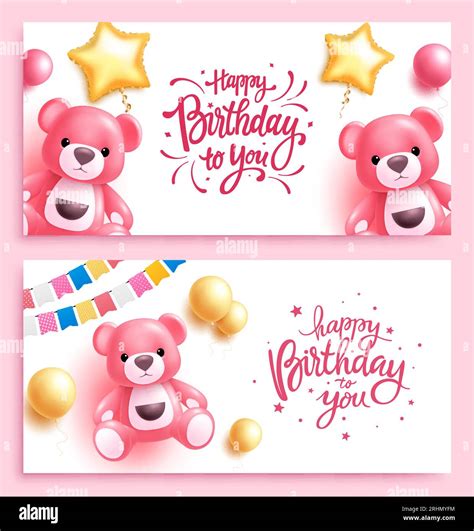 Happy Birthday Text Vector Banner Set Birthday Party Gift Elements