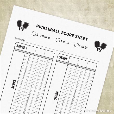 Pickleball Scoring Sheet Printable 2