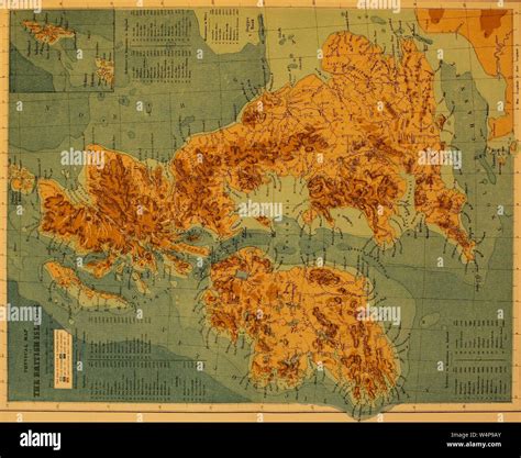 Grabado Mapa Físico De Las Islas Británicas Del Libro La Tierra Y Sus Habitantes Por Elisee