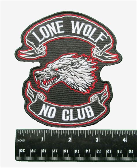 LONE WOLF NO CLUB MOTORCYCLES BIKERS VEST JACKET EMBROIDERED IRON ON