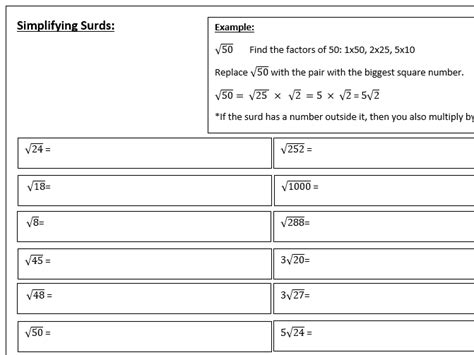 Surds Simplifying Add Subtract Multiply Divide Expanding Brackets