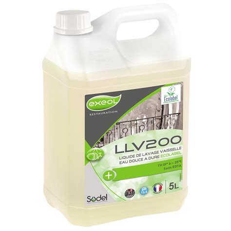 LLV200 LIQUIDE LAVAGE VAISSELLE EAU DOUCE A DURE ÉCOLABEL BIDON 5L