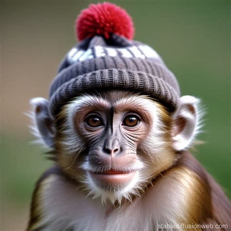 Bobble Hat Wearing Monkey Stable Diffusion Online