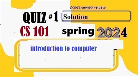 Cs 101 Quiz 1 Solution Spring 2024 Cs101 Quiz 1 Solution Spring 2024