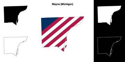 Wayne County Michigan Outline Map Set 43337764 Vector Art At Vecteezy