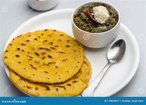 Makki Di Roti Sarson Ka Saag Stock Image Image Of Color Corn