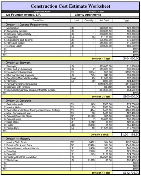 Editable Home Building Spreadsheet Residential Construction Cost New ...