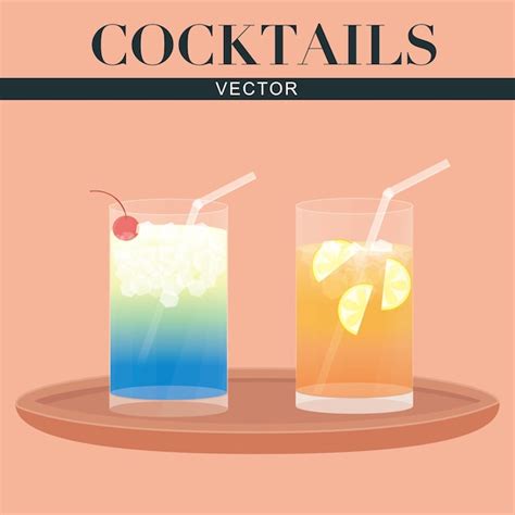 Premium Vector Cocktails Vector Set