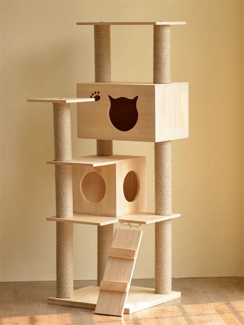 Wooden Cat Tower Furniture Wood Cat Tree Wholesale Supply Wood Cat