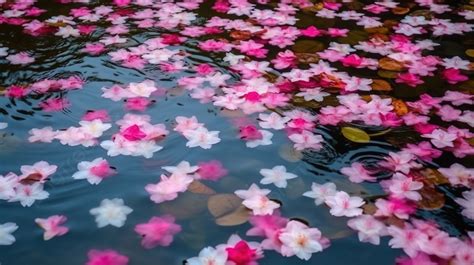 Fondo Pétalos De Flores Rosas Flotando En El Agua Fondo Pétalos De