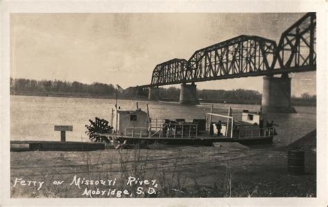 Ferry On Missouri River Mobridge SD Postcard