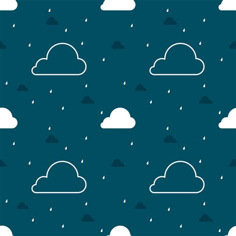 seamless pattern with clouds and rain, rainy, white clouds, bluesky ...