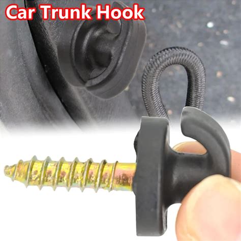 4pcs Car Rear Trunk Envelope Cargo Net Tie Down Hook Ring Loop Hanging