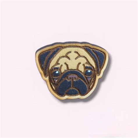 Pug Pin Pug Dog Head Pin Dog Breed Pin Pug Dog Face Pin Wood Etsy