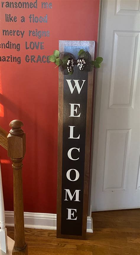 Welcome Sign Door Leaner Porch Sign Etsy