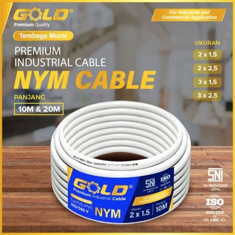 Jual KABEL LISTRIK GOLD NYM 2X1 5 20METER PER ROL SNI TEMBAGA MURNI