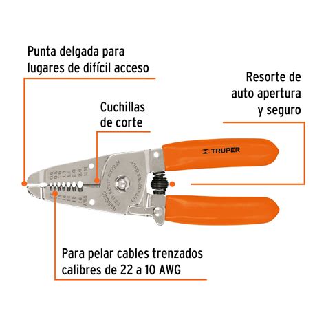 Pinza 6 Pela Cables 22 A 10 AWG Truper Pinzas Pela Cables 17356