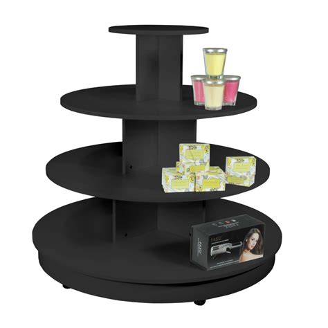 Display Tables 45 In Black 4 Tier Round Wood Display Table With Casters