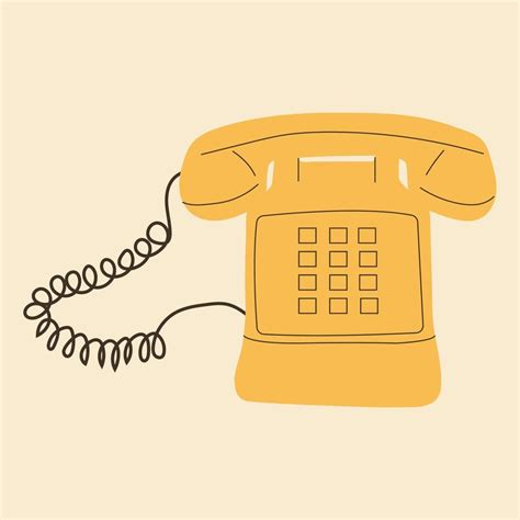 Old Stationary Phone Vector In Cartoon Style All Elements Are