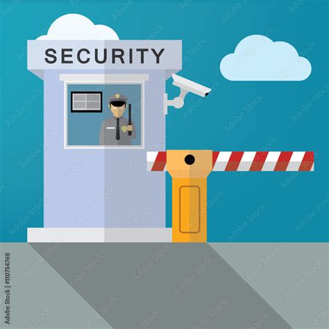 Security Guard With Closed Barrier Gate vector de Stock | Adobe Stock