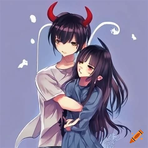 Anime Couple Girl Devil Boy Angel On Craiyon