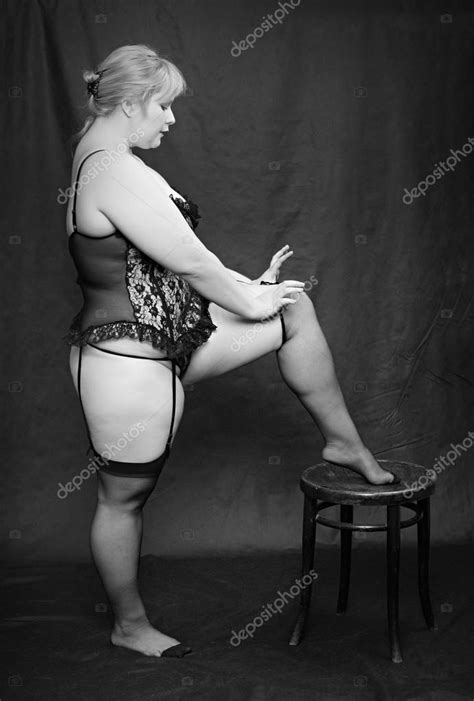 Vintage Style Picture Of An Seductive Woman Dressed In Black Lingerie Stock Photo Vladvitek