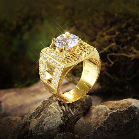 Premium Photo | Gold ring men with diamonds, cubic Zirconia, emeralds ...