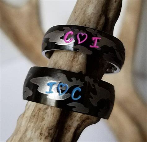 Camo Ring Set His And Her Camouflage Stainless Steel Rings Etsy In 2020 Camo Wedding Rings