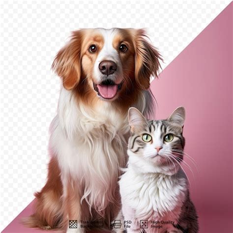 Premium Psd A Dog And A Cat Pose For A Picture With A Cat And A Dog