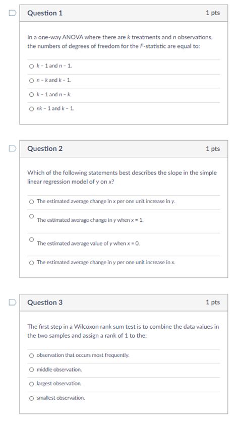 Solved U Question Pts In A One Way Anova Where There Are Chegg