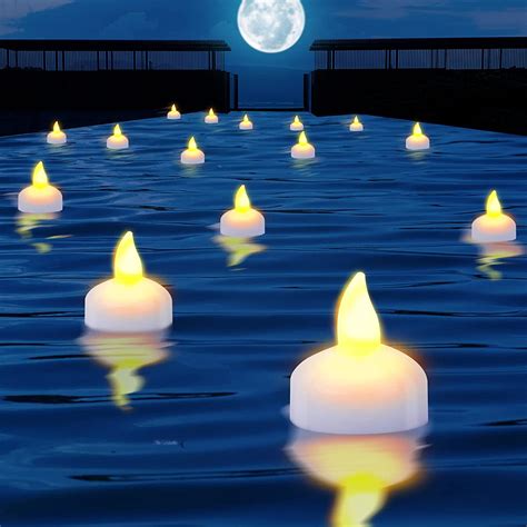 Jyps 24pcs Waterproof Floating Pool Lights Flameless Led Tealights For Outdoor Pool Pond Spa