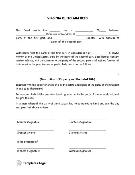 Virginia Deed Forms And Templates Free Word Pdf Odt