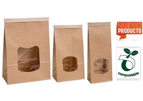 Bolsa Papel Fuelle Base Ventana Pla Compostable Ecoreciclat