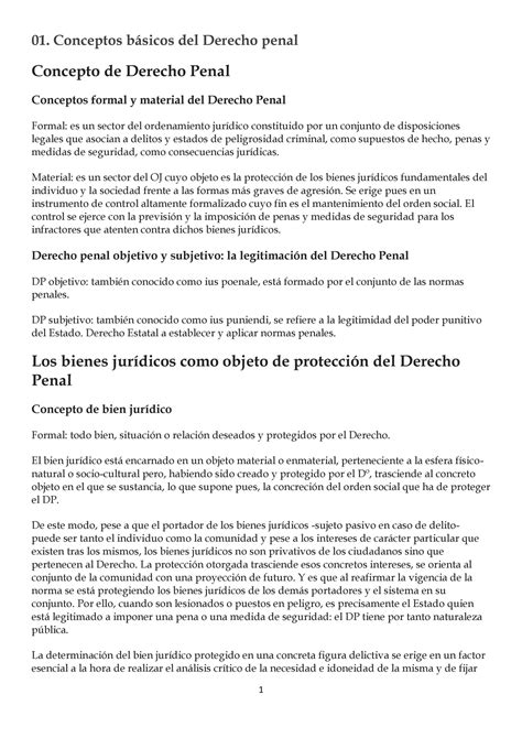 0derecho Penal Parte General 01 Conceptos Básicos Del Derecho Penal Concepto De Derecho Penal