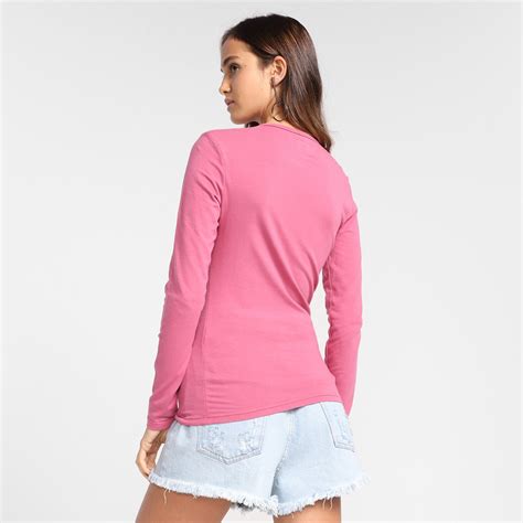 Blusa Hering Básica Manga Longa Feminina Rosa Zattini